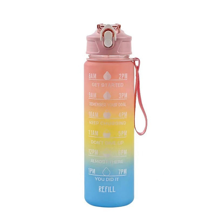 Sportdrinkfles met tijdmarkeringen, motiverend, matte afwerking en klapdeksel