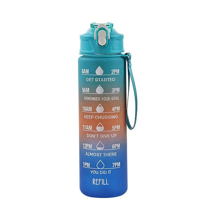 Sportdrinkfles met tijdmarkeringen, motiverend, matte afwerking en klapdeksel
