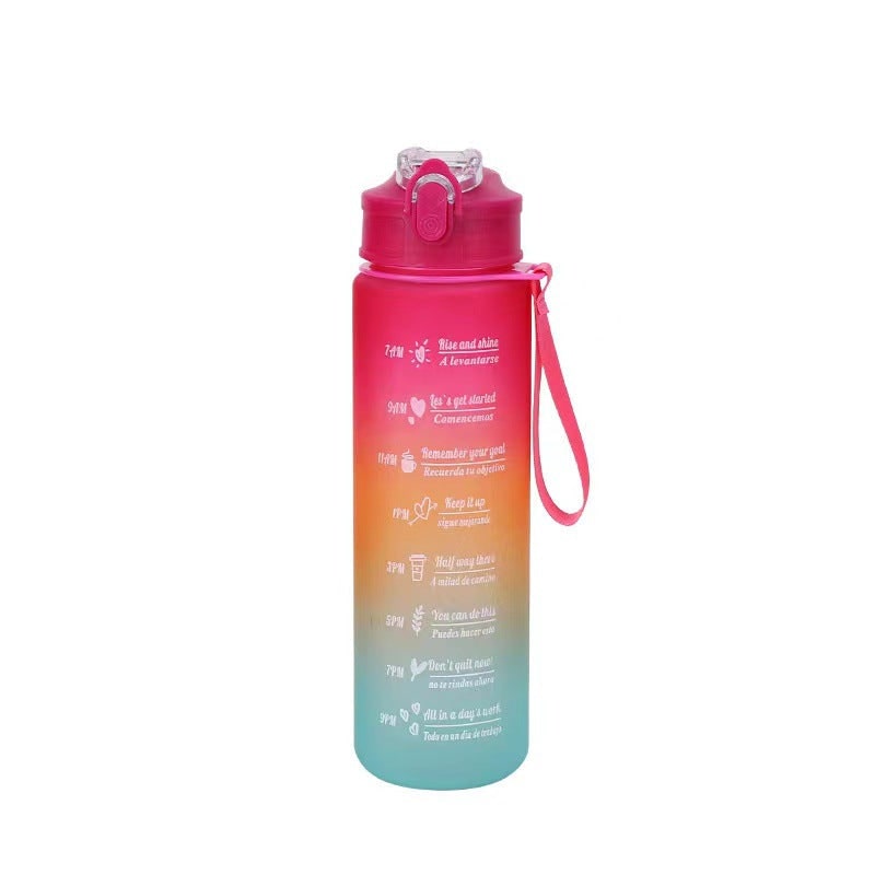 Sportdrinkfles met tijdmarkeringen, motiverend, matte afwerking en klapdeksel