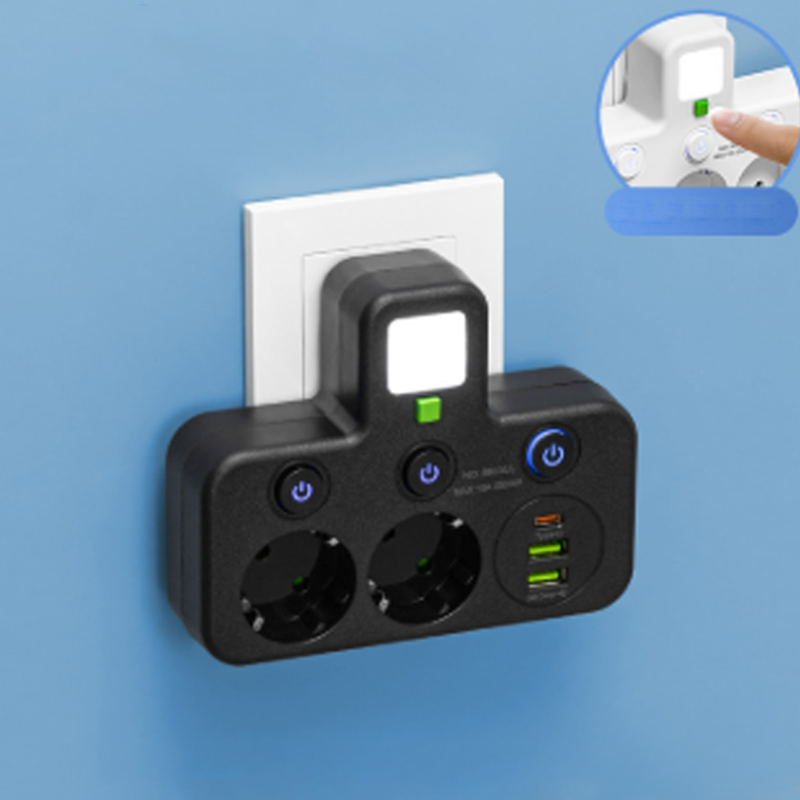 Stekkerdoos met USB en schakelaars | Overspanningsbeveiliging 2500 W
