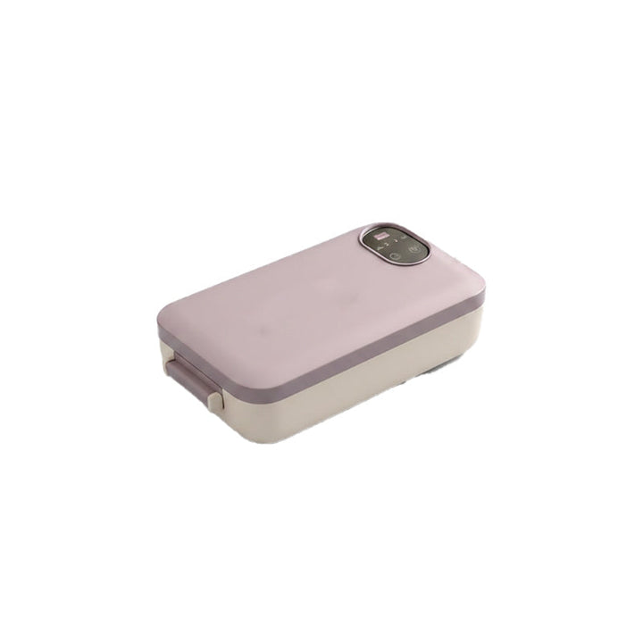 Draadloze, zelfverwarmende elektrische lunchbox met roestvrijstalen inzet.