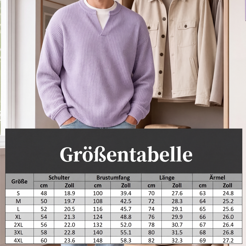 Wafelgebreide top met lange mouwen en layered look