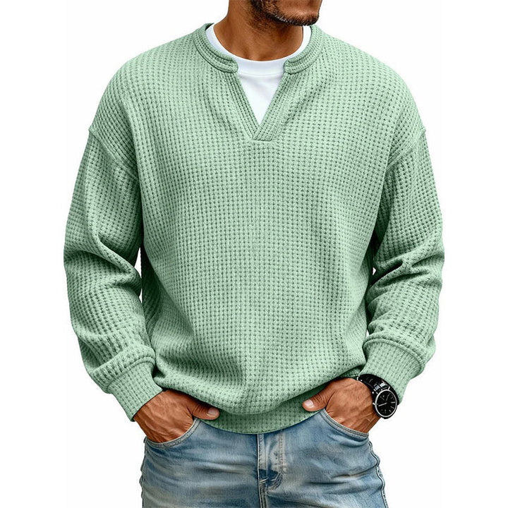 Wafelgebreide top met lange mouwen en layered look