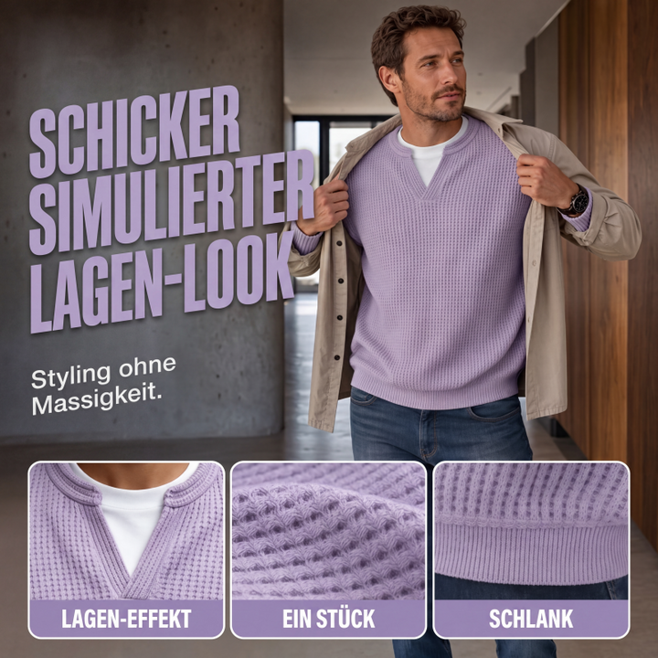 Wafelgebreide top met lange mouwen en layered look