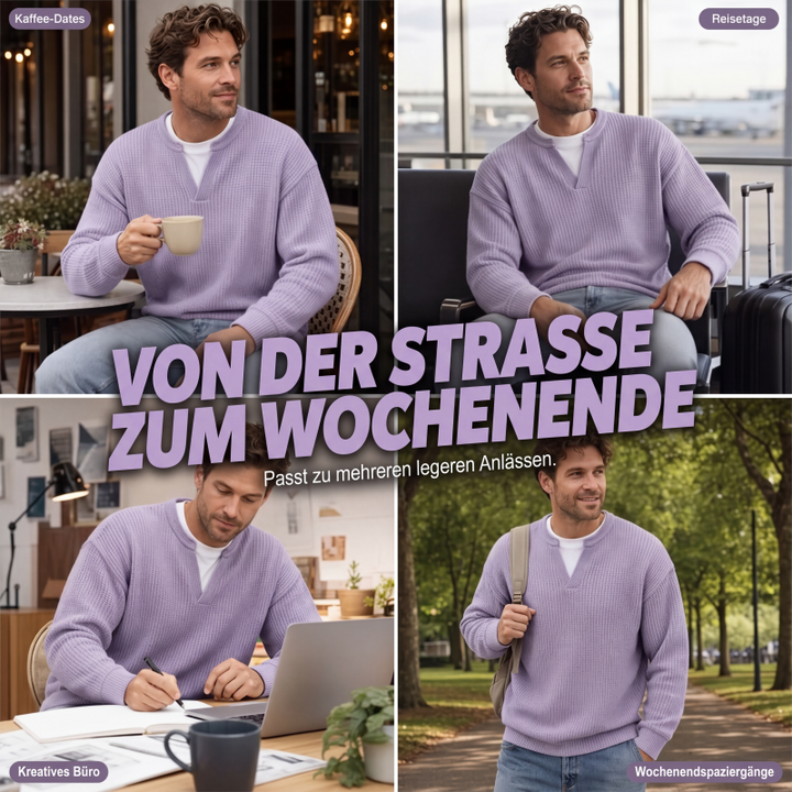 Wafelgebreide top met lange mouwen en layered look