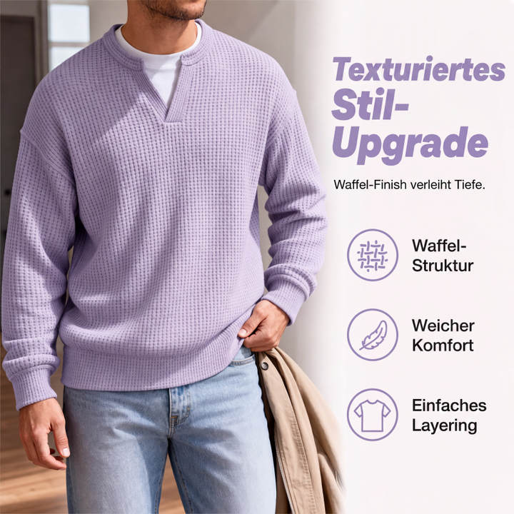 Wafelgebreide top met lange mouwen en layered look