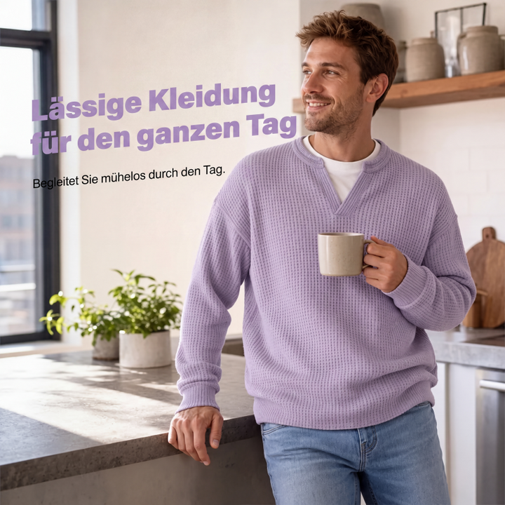 Wafelgebreide top met lange mouwen en layered look