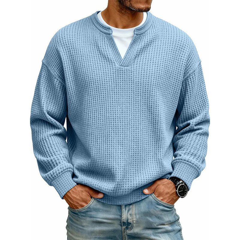 Wafelgebreide top met lange mouwen en layered look