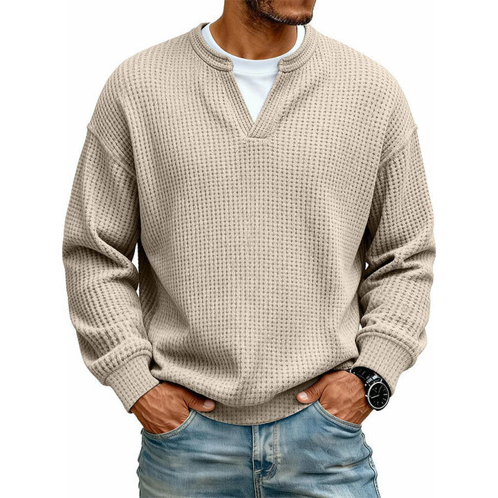 Wafelgebreide top met lange mouwen en layered look
