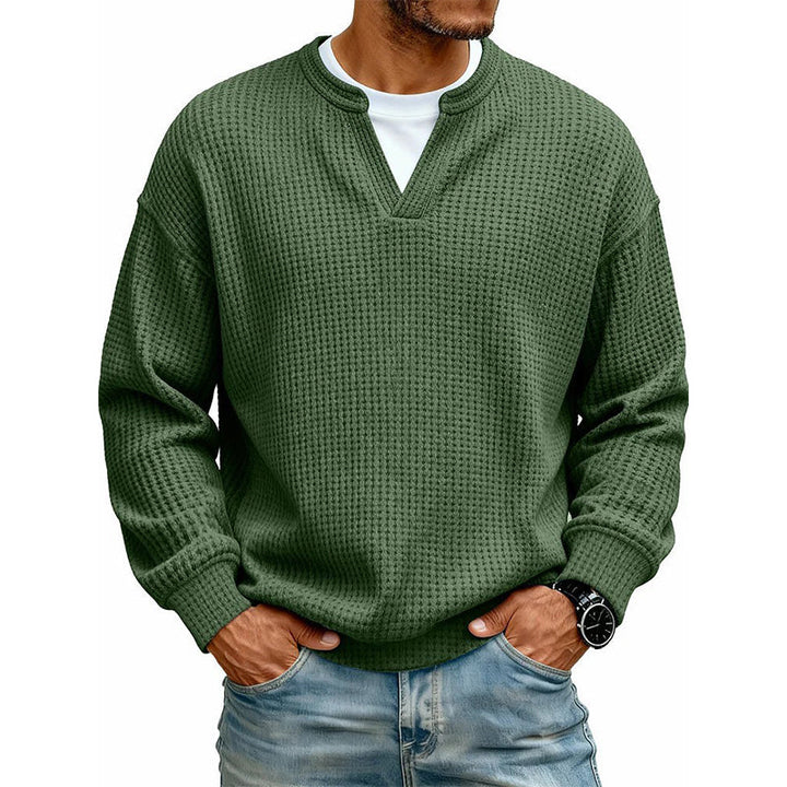 Wafelgebreide top met lange mouwen en layered look