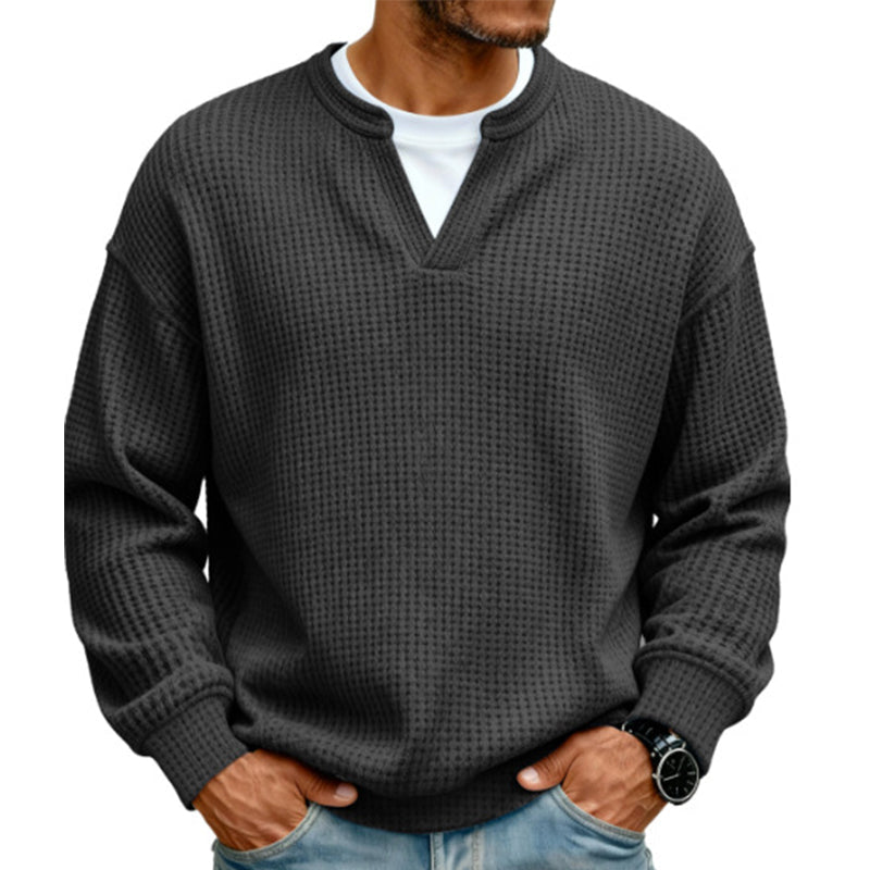 Wafelgebreide top met lange mouwen en layered look