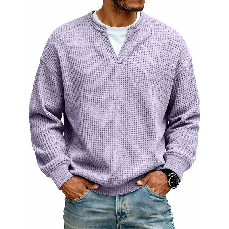 Wafelgebreide top met lange mouwen en layered look