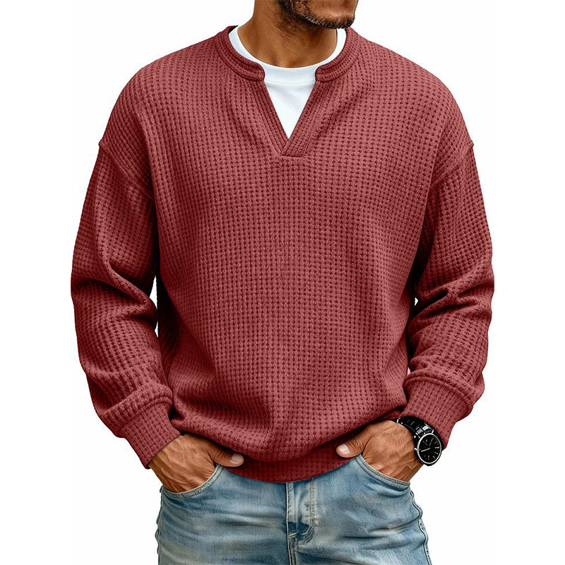 Wafelgebreide top met lange mouwen en layered look