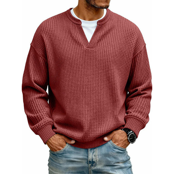 Wafelgebreide top met lange mouwen en layered look