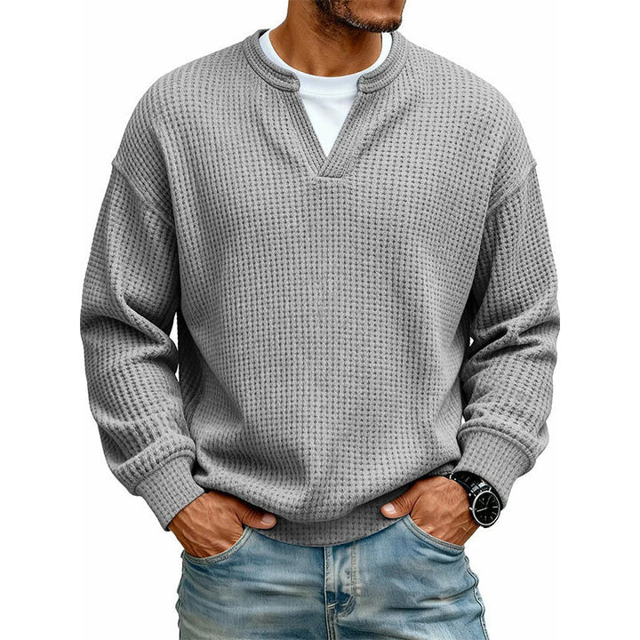 Wafelgebreide top met lange mouwen en layered look