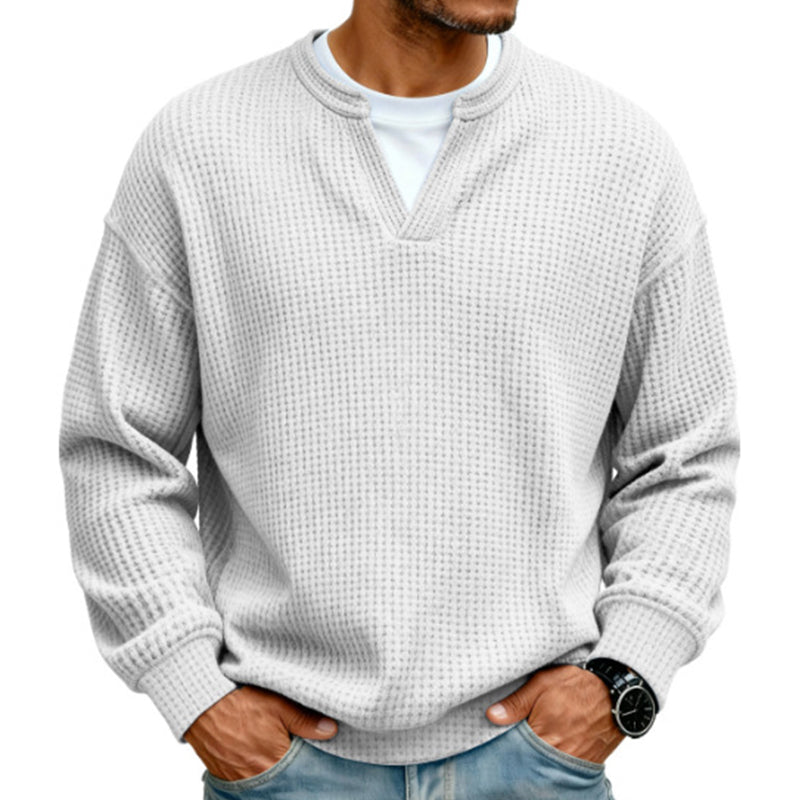 Wafelgebreide top met lange mouwen en layered look