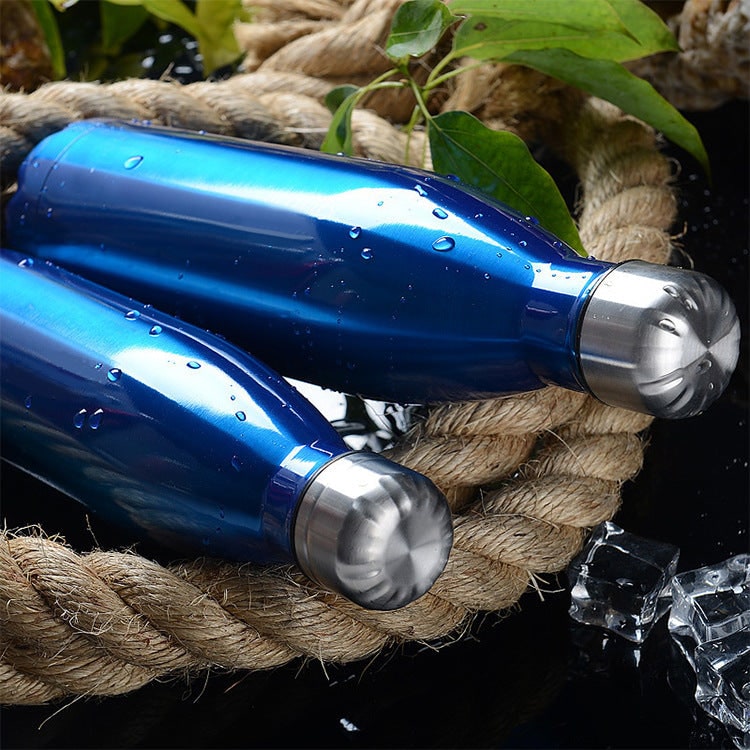 Geïsoleerde roestvrijstalen lekvrije drinkfles met dubbele wand en schroefdop