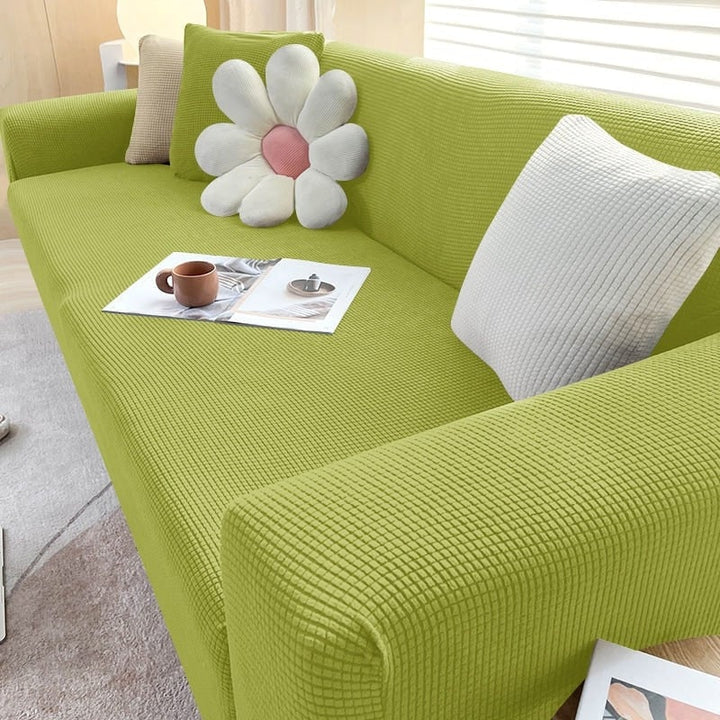 Elastische bankhoes en katoenen hoezen met elastische wafelstructuur voor een driezitsbank