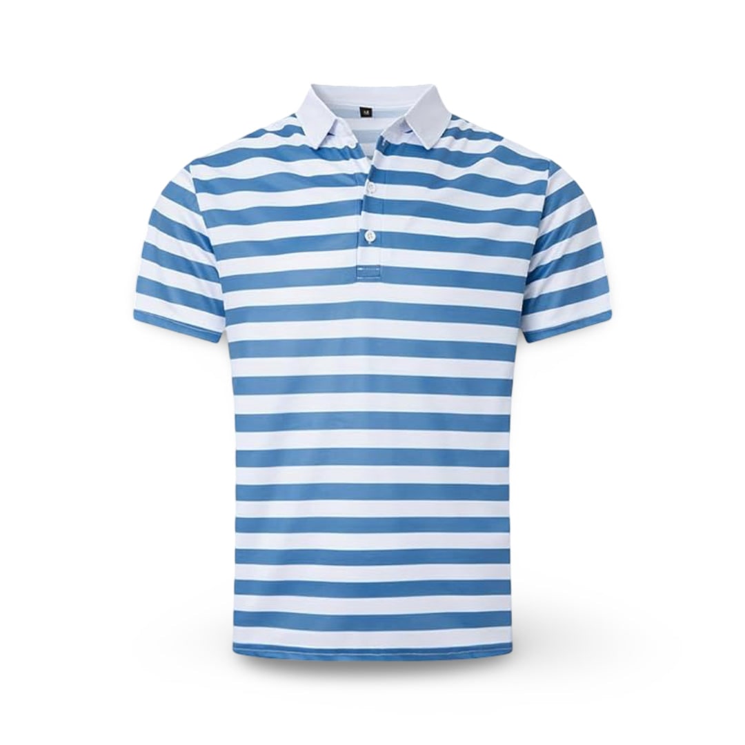 Gestreept poloshirt heren korte mouw casual met knoopkraag regular fit