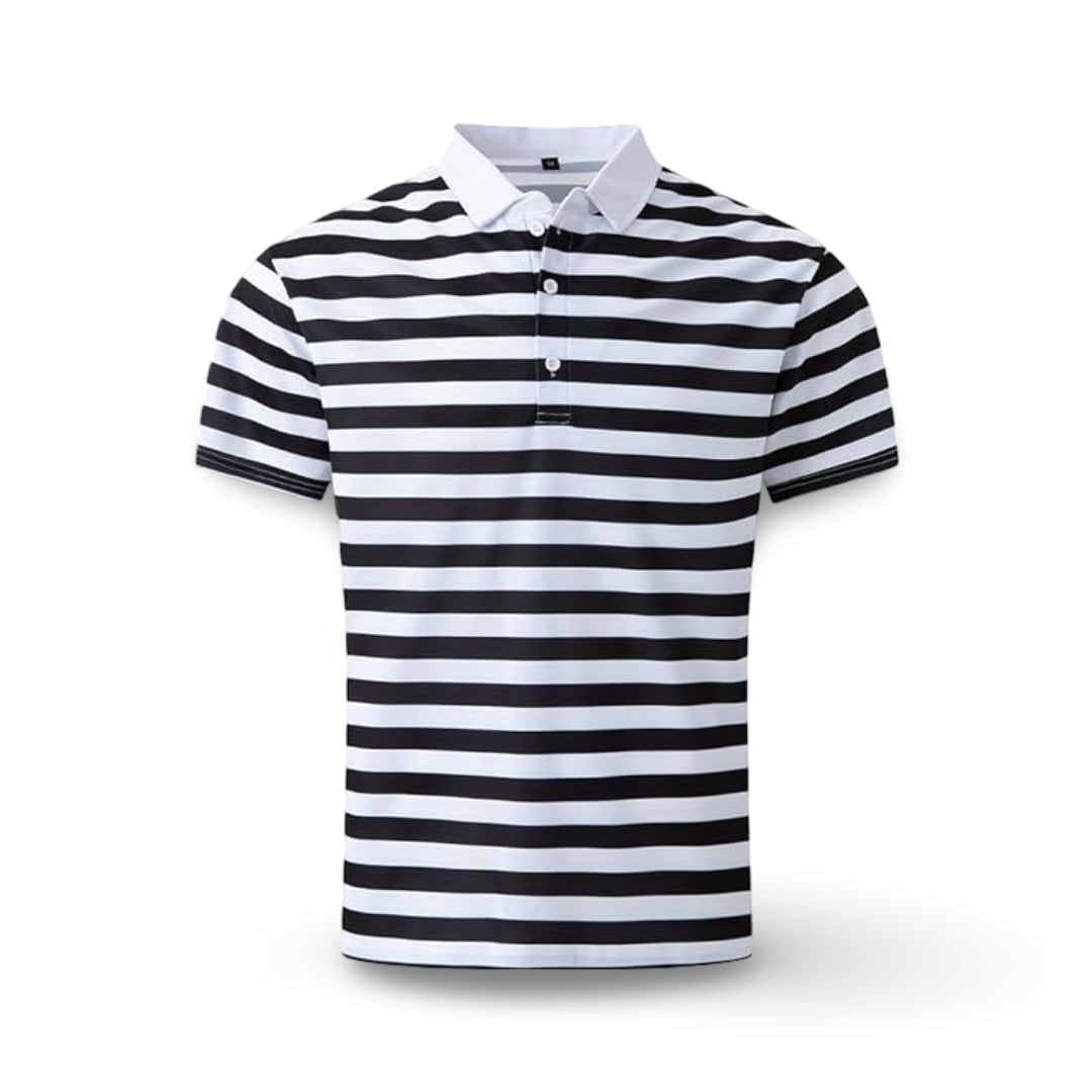 Gestreept poloshirt heren korte mouw casual met knoopkraag regular fit