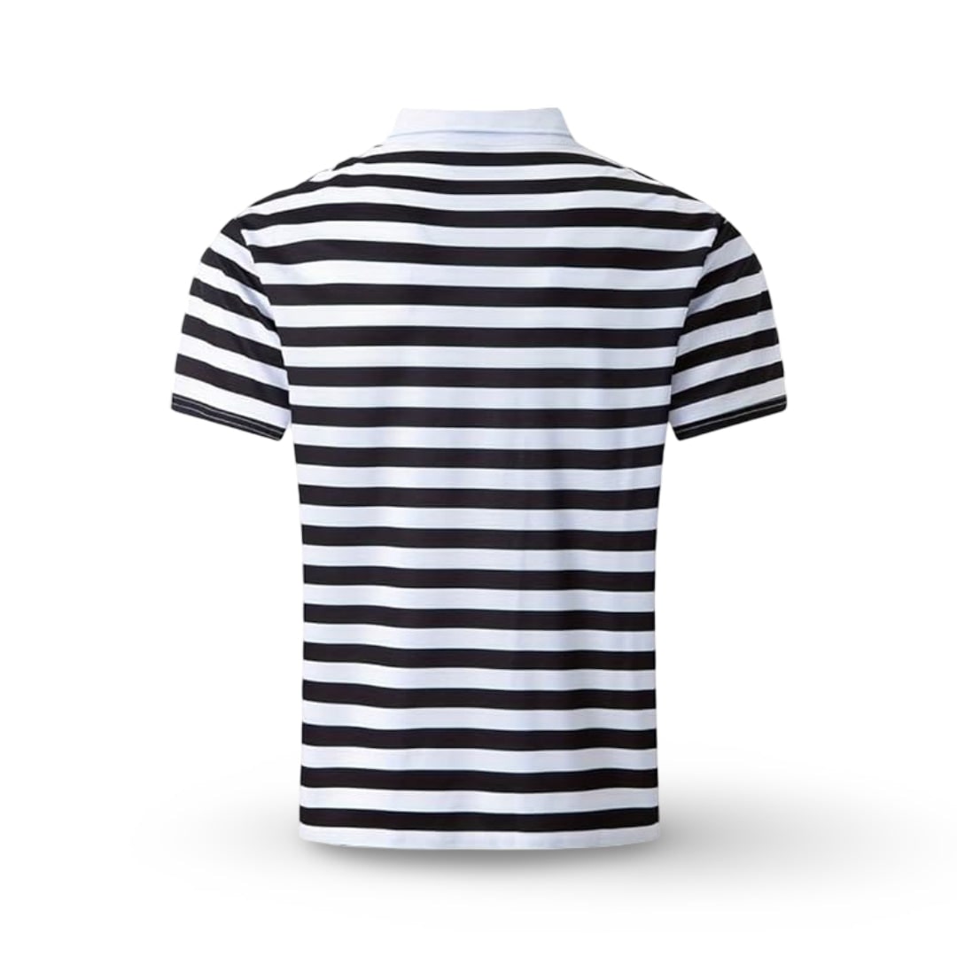 Gestreept poloshirt heren korte mouw casual met knoopkraag regular fit