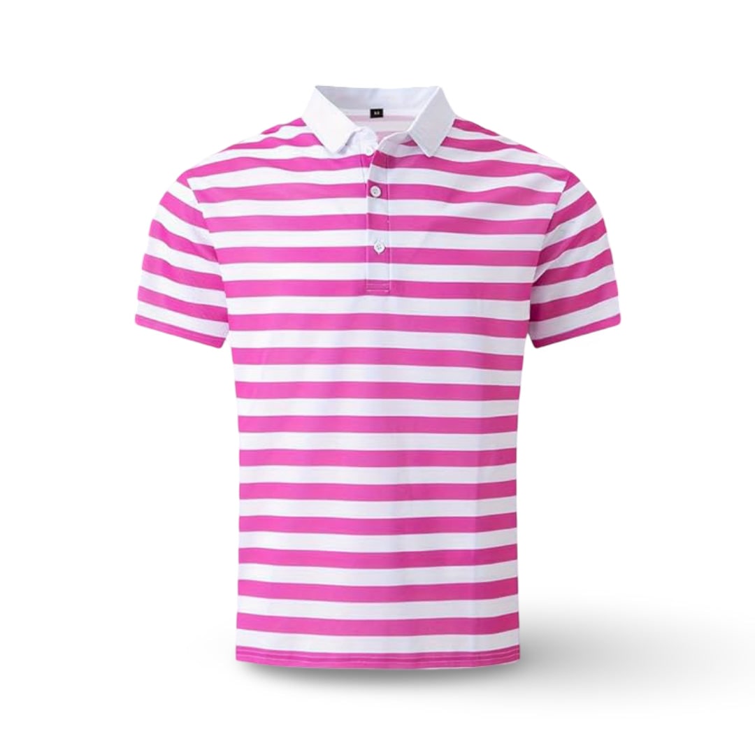 Gestreept poloshirt heren korte mouw casual met knoopkraag regular fit