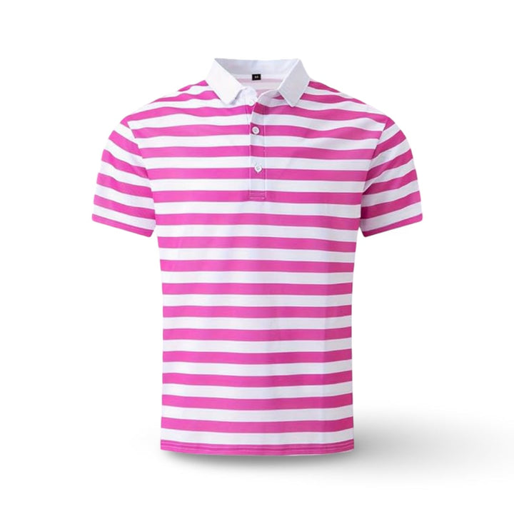 Gestreept poloshirt heren korte mouw casual met knoopkraag regular fit