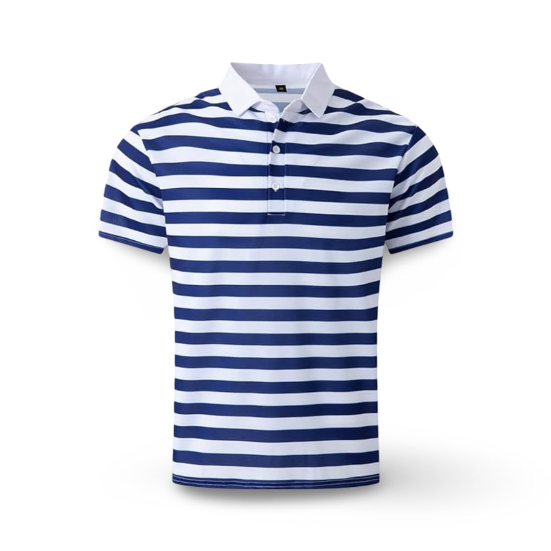Gestreept poloshirt heren korte mouw casual met knoopkraag regular fit