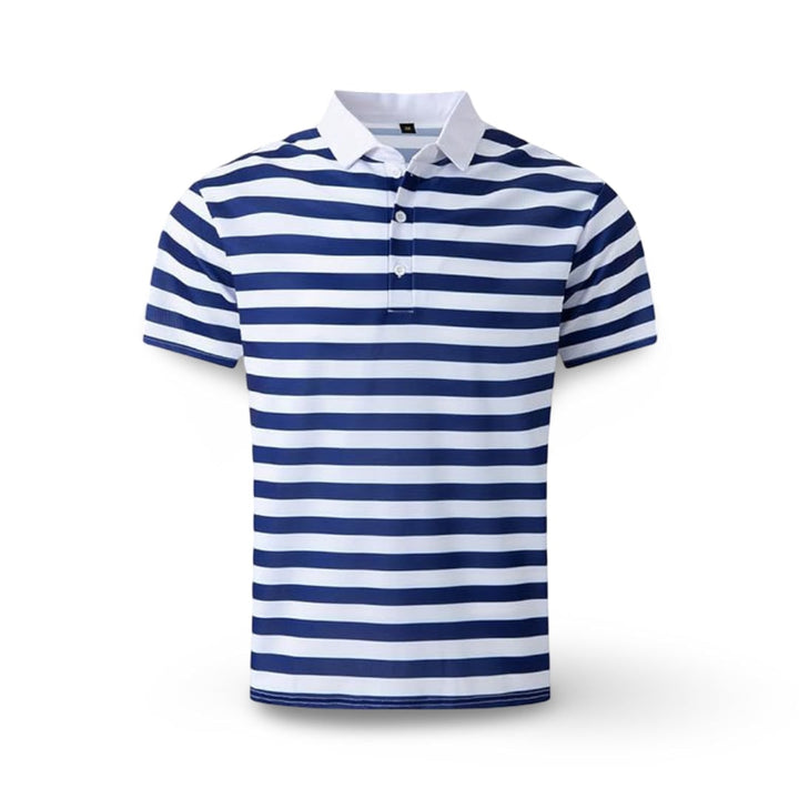 Gestreept poloshirt heren korte mouw casual met knoopkraag regular fit