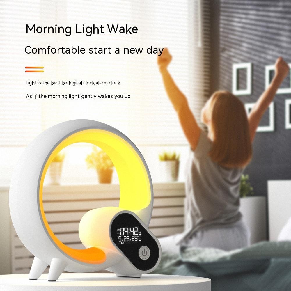 Wake-uplicht met digitaal display, RGB-ledlichtring en slimme appbediening, analoog