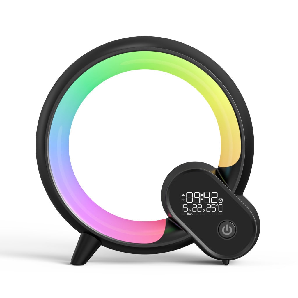 Wake-uplicht met digitaal display, RGB-ledlichtring en slimme appbediening, analoog