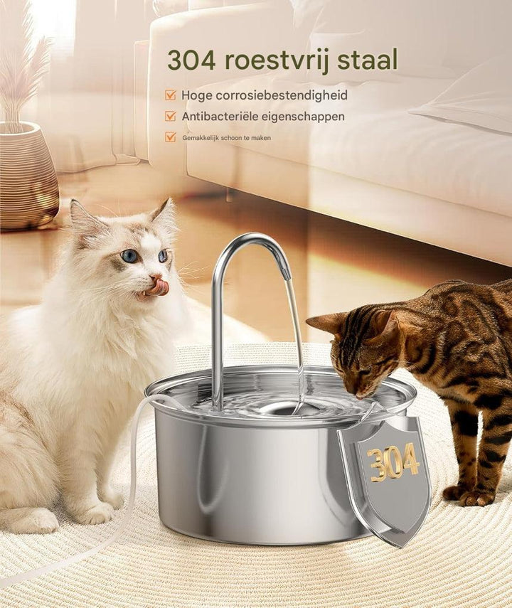 RVS waterfontein voor katten en kleine honden