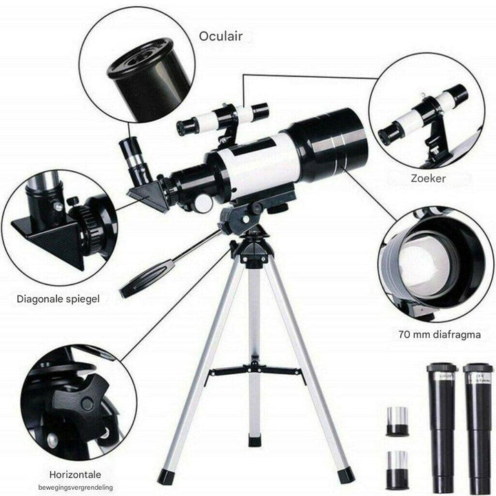 Professionele 300/70mm telescoop met statief en telefoonhouder