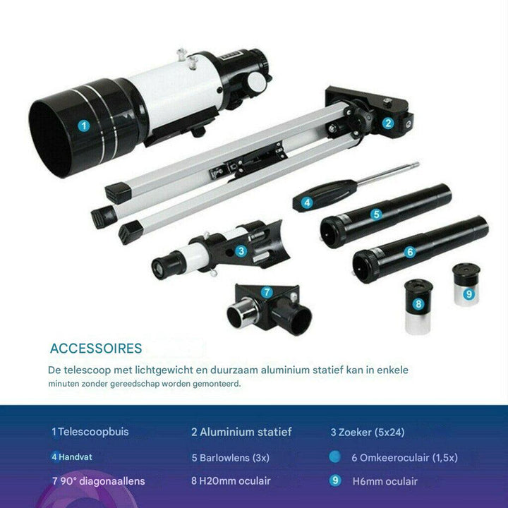Professionele 300/70mm telescoop met statief en telefoonhouder
