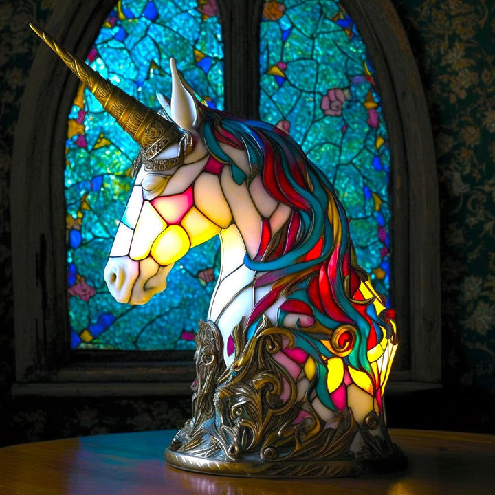 Dierenvormige tafellamp met glas-in-loodmozaïekdesign en decoratief licht