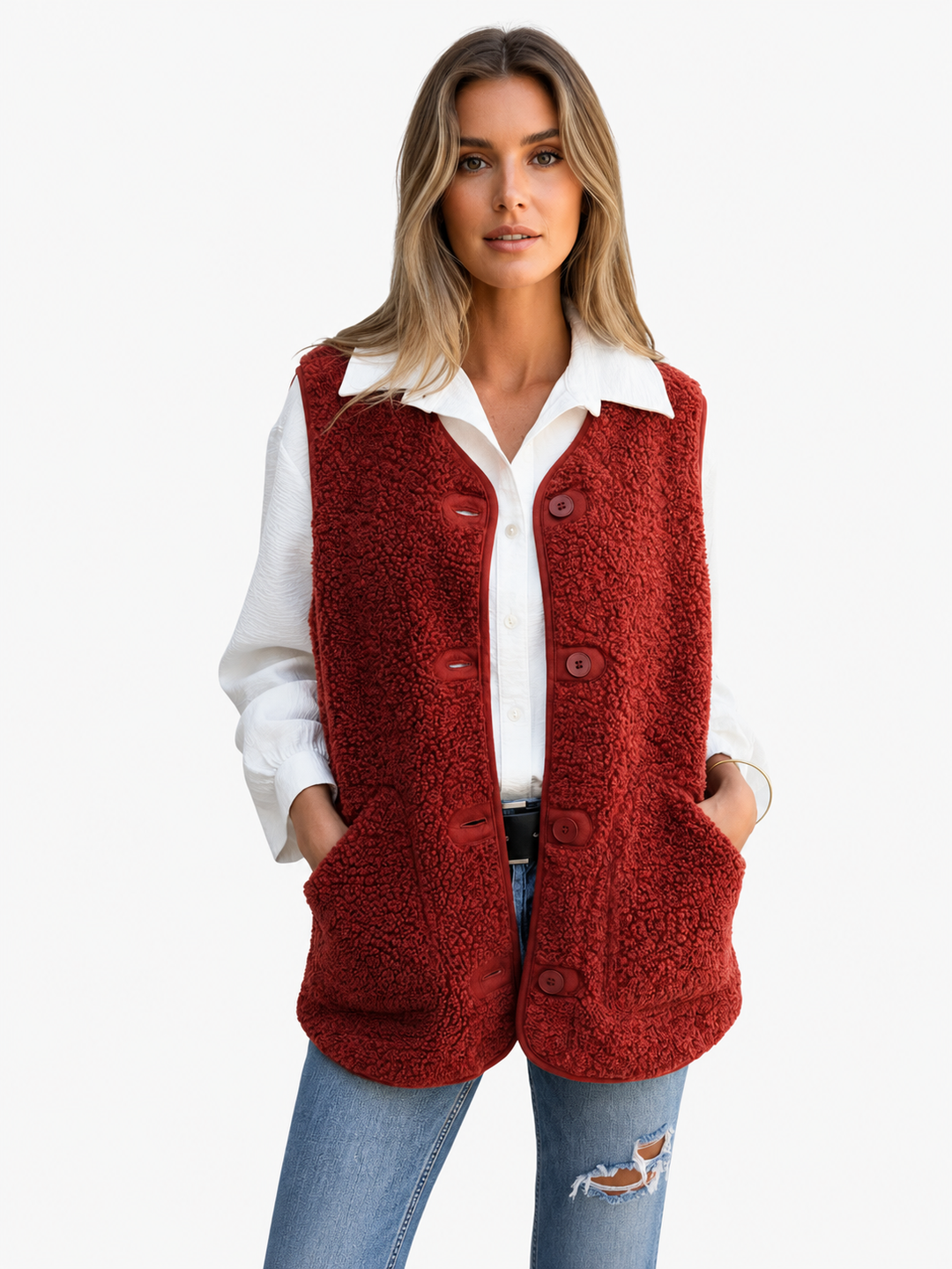 Teddy Bodywarmer voor Dames met Knopen