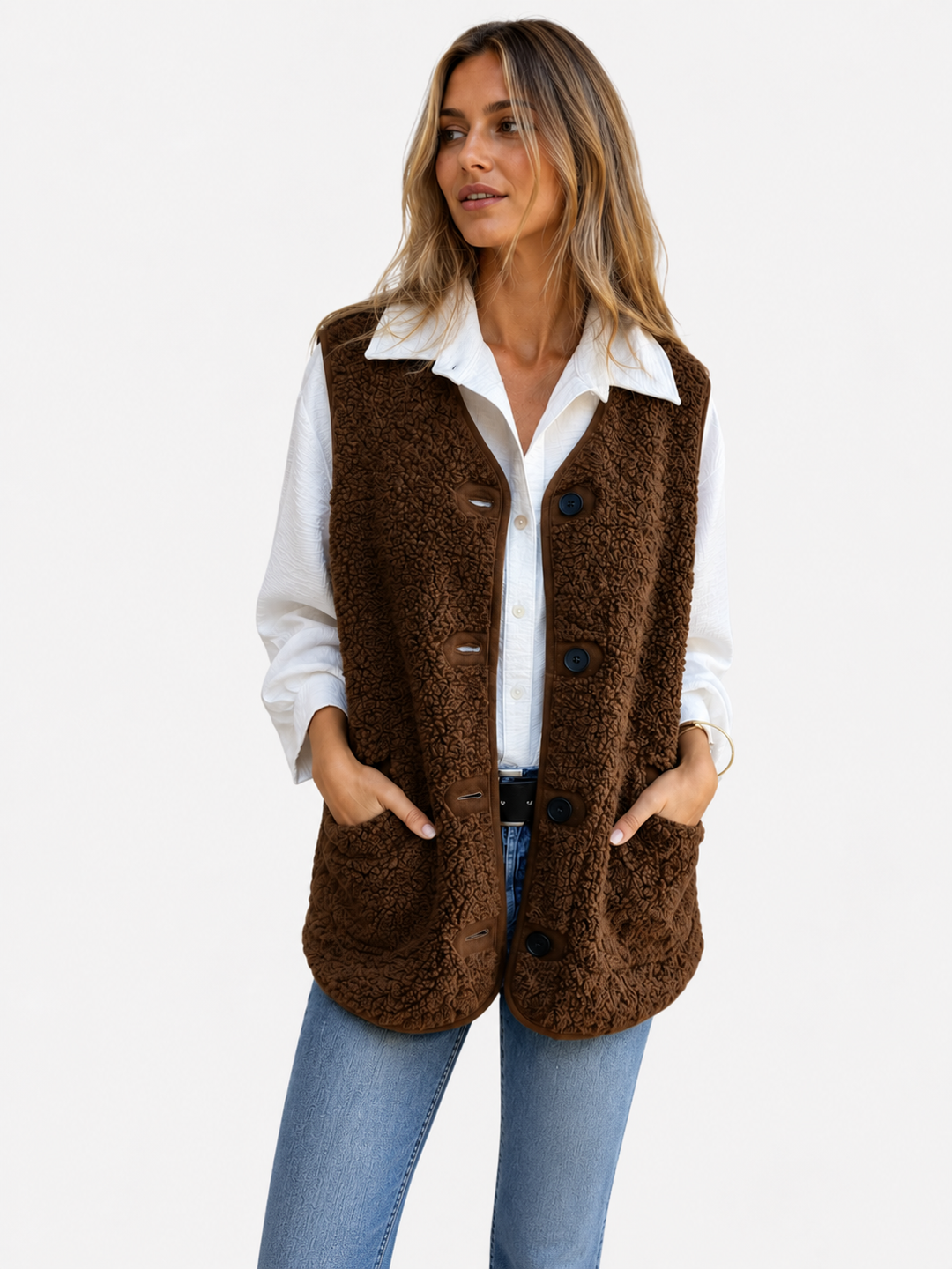 Teddy Bodywarmer voor Dames met Knopen