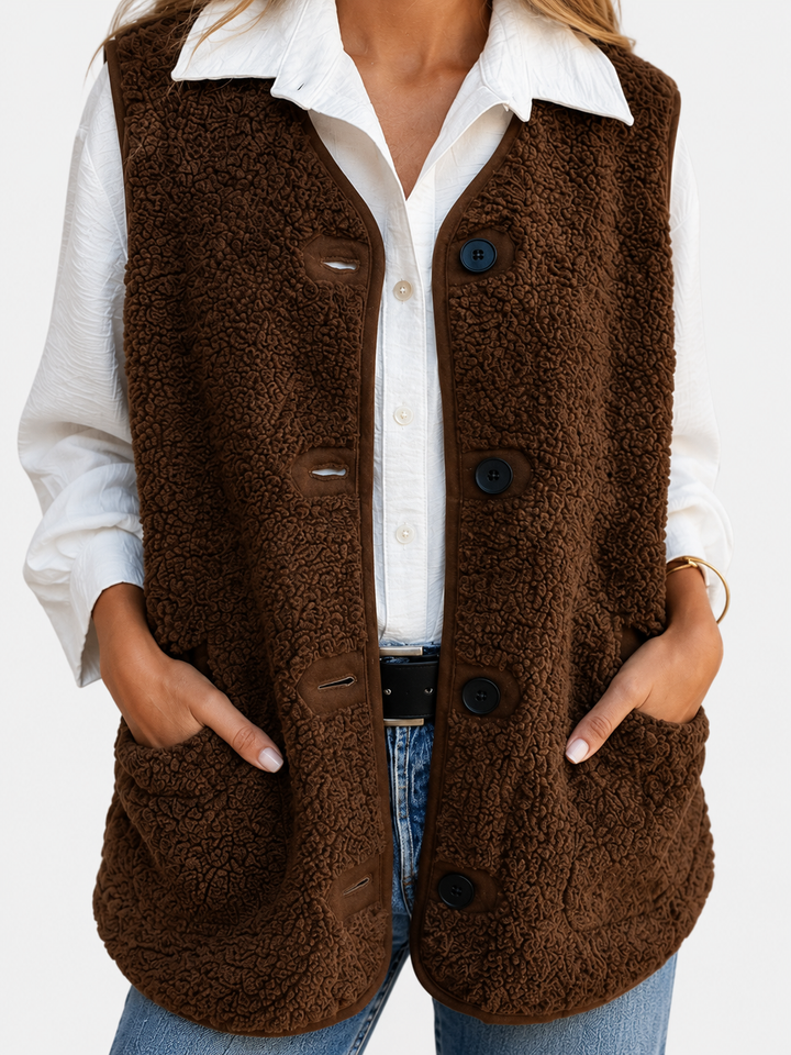 Teddy Bodywarmer voor Dames met Knopen