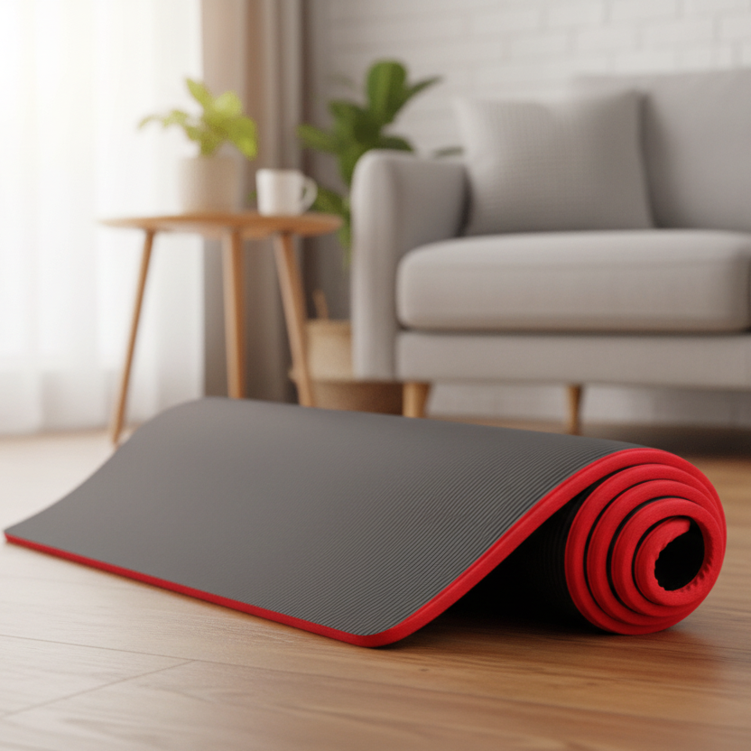 Dikke antislip yogamat met geribbeld oppervlak en stoffen rand 10mm gedempt voor oefeningen