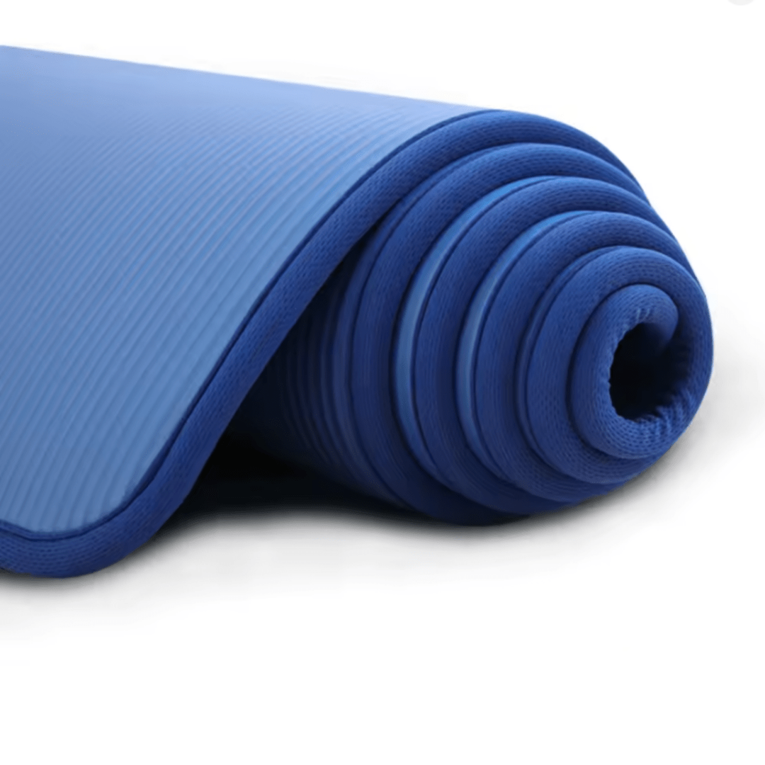 Dikke antislip yogamat met geribbeld oppervlak en stoffen rand 10mm gedempt voor oefeningen