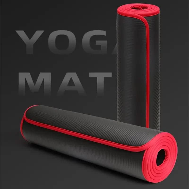 Dikke antislip yogamat met geribbeld oppervlak en stoffen rand 10mm gedempt voor oefeningen
