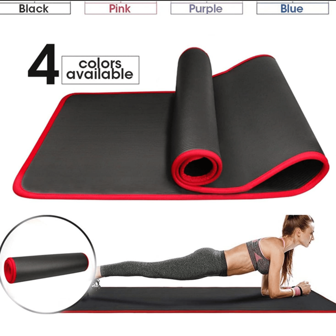 Dikke antislip yogamat met geribbeld oppervlak en stoffen rand 10mm gedempt voor oefeningen