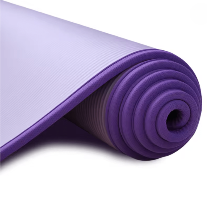 Dikke antislip yogamat met geribbeld oppervlak en stoffen rand 10mm gedempt voor oefeningen