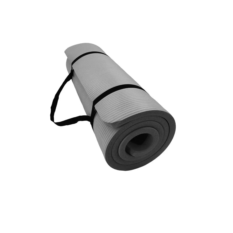 Dikke antislip yogamat voor oefeningen met draagband, geribbeld schuimrubber, fitness