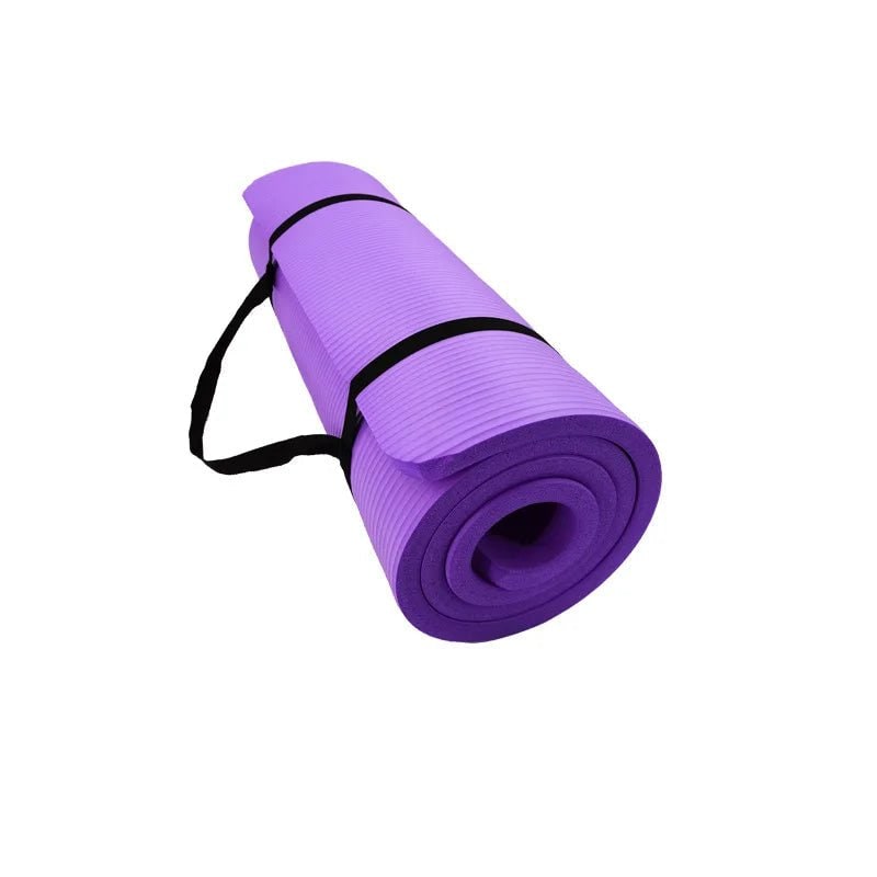 Dikke antislip yogamat voor oefeningen met draagband, geribbeld schuimrubber, fitness