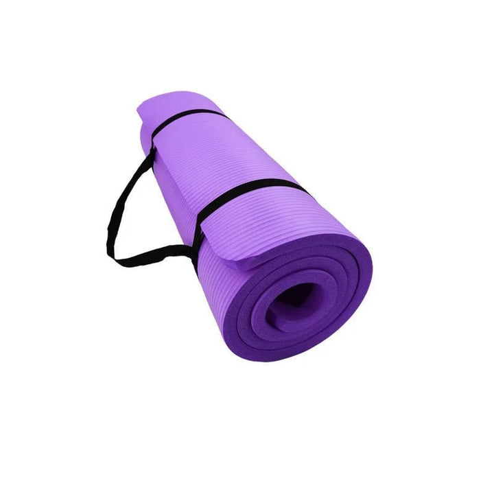 Dikke antislip yogamat voor oefeningen met draagband, geribbeld schuimrubber, fitness