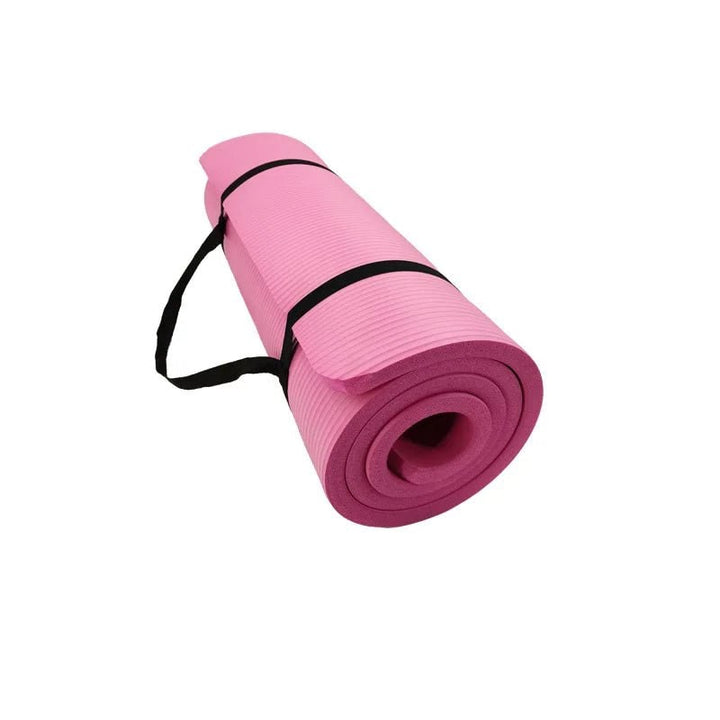 Dikke antislip yogamat voor oefeningen met draagband, geribbeld schuimrubber, fitness