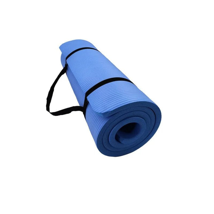 Dikke antislip yogamat voor oefeningen met draagband, geribbeld schuimrubber, fitness