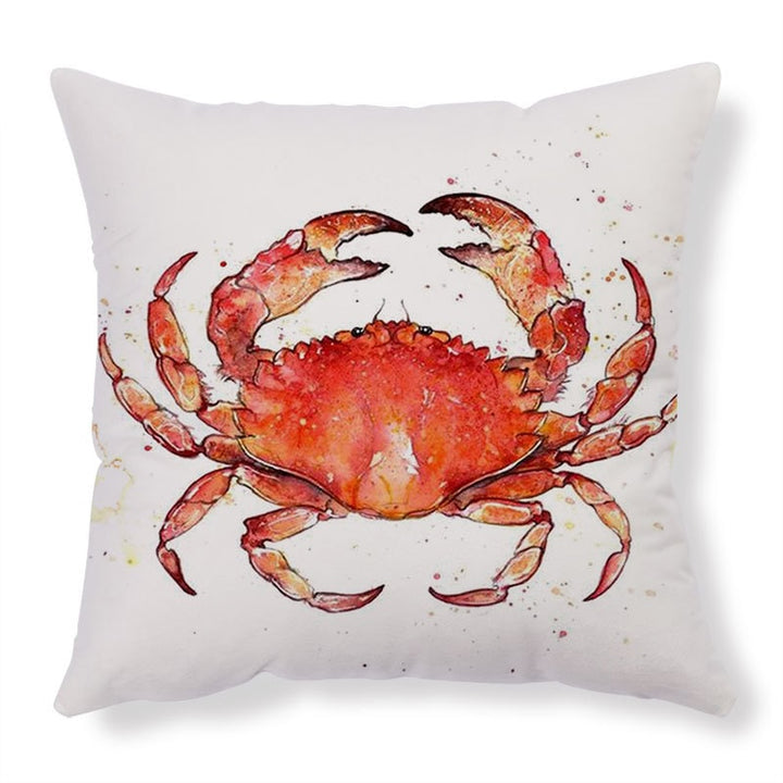 Sierkussenhoezen en bankkussens met decoratieve zeedierenprints, vierkant linnen, set van 4