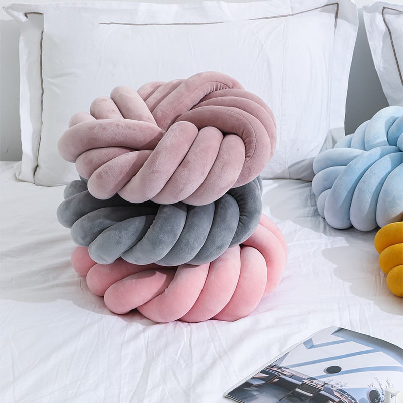 Sierkussen met knoop, zacht pluche fluwelen geknoopte bal, decoratieve kussenhoezen